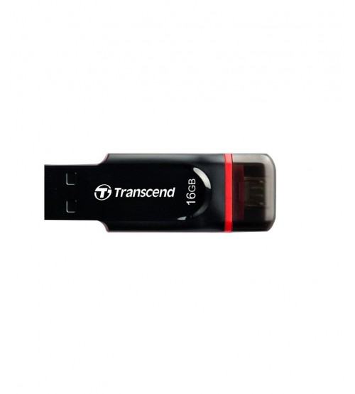 Transcend JetFlash 340, 16 GB, USB 2.0, OTG Flash Drive, Black